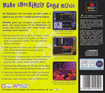 Music - Music Creation for the PlayStation (EU) box cover back